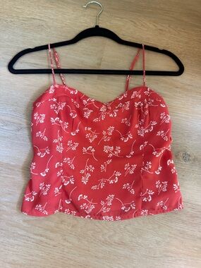 Abercrombie & Fitch Red Floral Spaghetti-Strap Cami